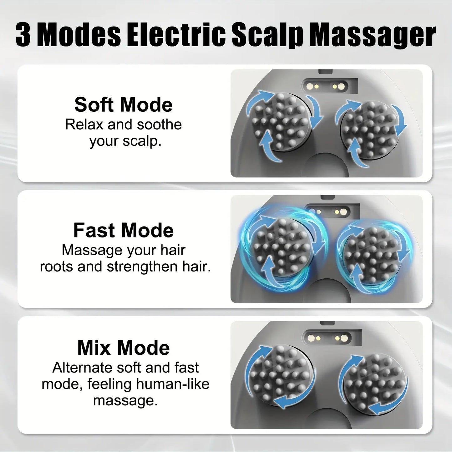 Pet Head Electric Massager for Cats and Dogs, 4 Silicone Heads with 96 Nodes, 3 Speed 360° Kneading Vibration, Relax Muscles Improve Circulation