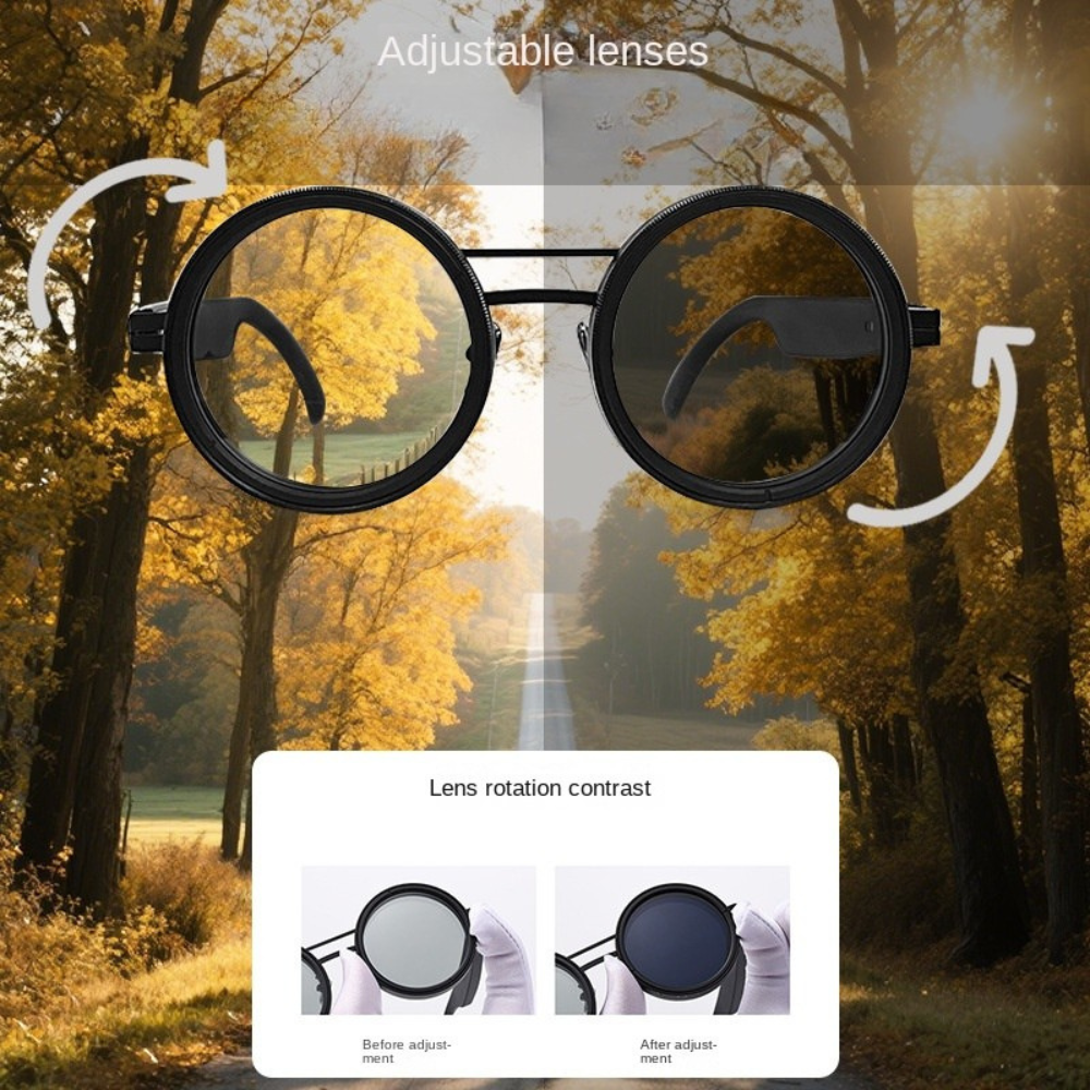 Round Adjustable Frame Steampunk Polarized Sunglasses