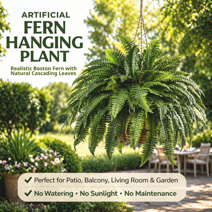 🌱 UV-Resistant Lifelike Artificial Boston Fern