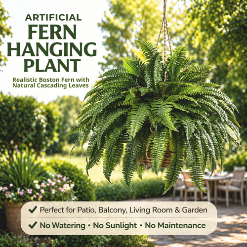🌱 UV-Resistant Lifelike Artificial Boston Fern