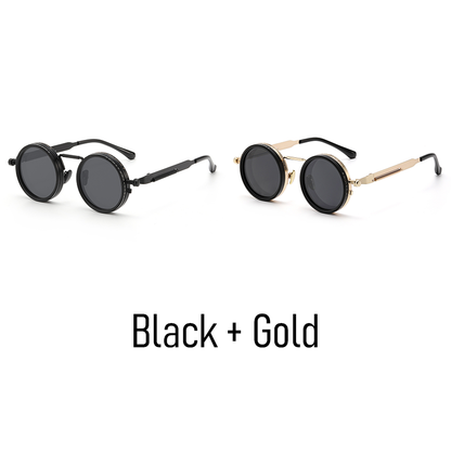 Round Adjustable Frame Steampunk Polarized Sunglasses