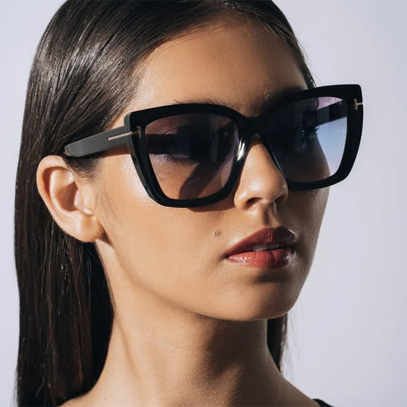 'T' Design Square Frame Oversized Sunglasses