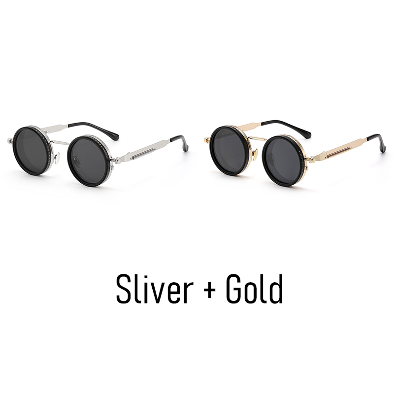 Round Adjustable Frame Steampunk Polarized Sunglasses