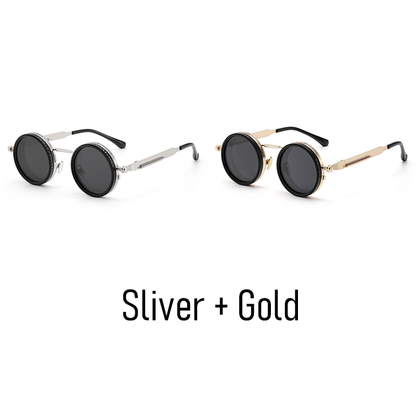 Round Adjustable Frame Steampunk Polarized Sunglasses