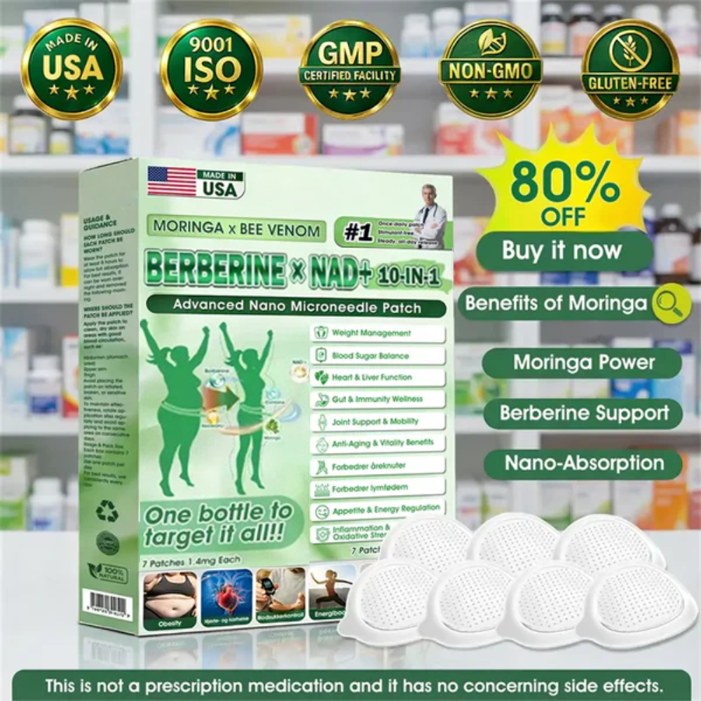 🧑‍⚕️🩺 Moringa · Berberine × NAD+ 𝟏𝟎-𝐢𝐧-𝟏 𝐀𝐝𝐯𝐚𝐧𝐜𝐞𝐝 𝐍𝐚𝐧𝐨 𝐌𝐢𝐜𝐫𝐨𝐧𝐞𝐞𝐝𝐥𝐞 𝐏𝐚𝐭𝐜𝐡 — 𝐎𝐧𝐜𝐞 𝐃𝐚𝐢𝐥𝐲, 𝐕𝐢𝐬𝐢𝐛𝐥𝐞 𝐑𝐞𝐬𝐮𝐥𝐭𝐬 𝐢𝐧 𝟕 𝐃𝐚𝐲𝐬