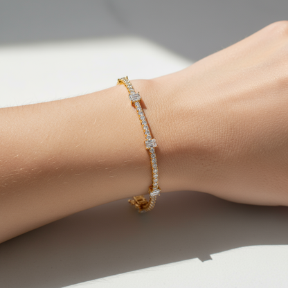 Round Tennis with Emerald cut Diamond