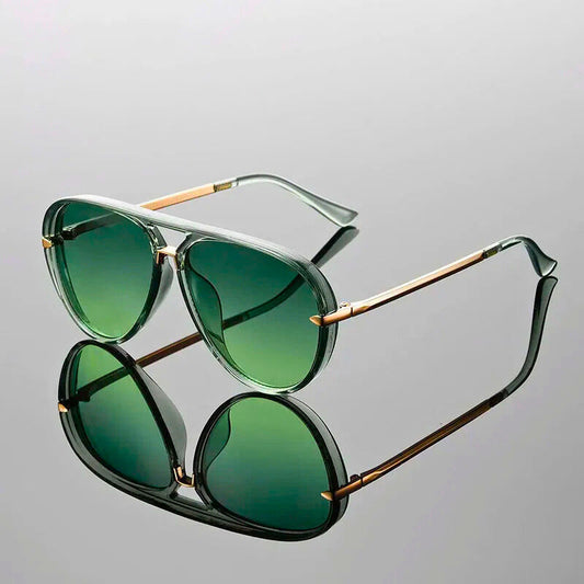 Double Bridges Metal Temples Aviator Sunglasses