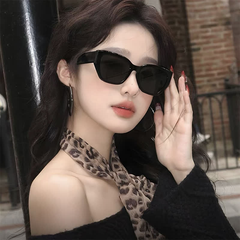 Cat-Eye Thick Temples Hipster Sunglasses
