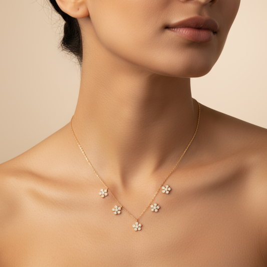 Five Flower Chain and Charm