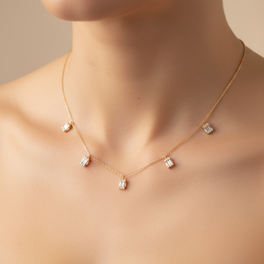 Baguette Five Charm Chain