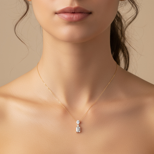 Reverse Pear Emerald Chain Pendant