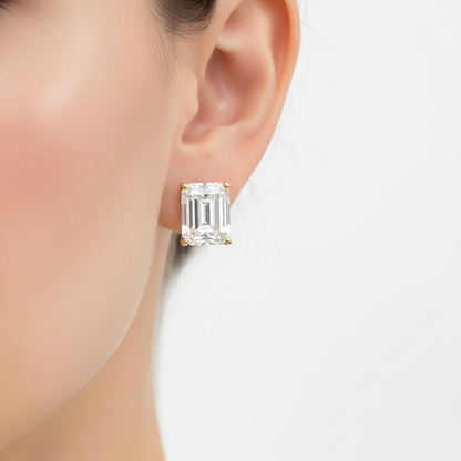 Emerald Diamond Stud Large