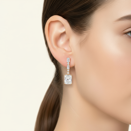 Baguette and Emerald  Earrings