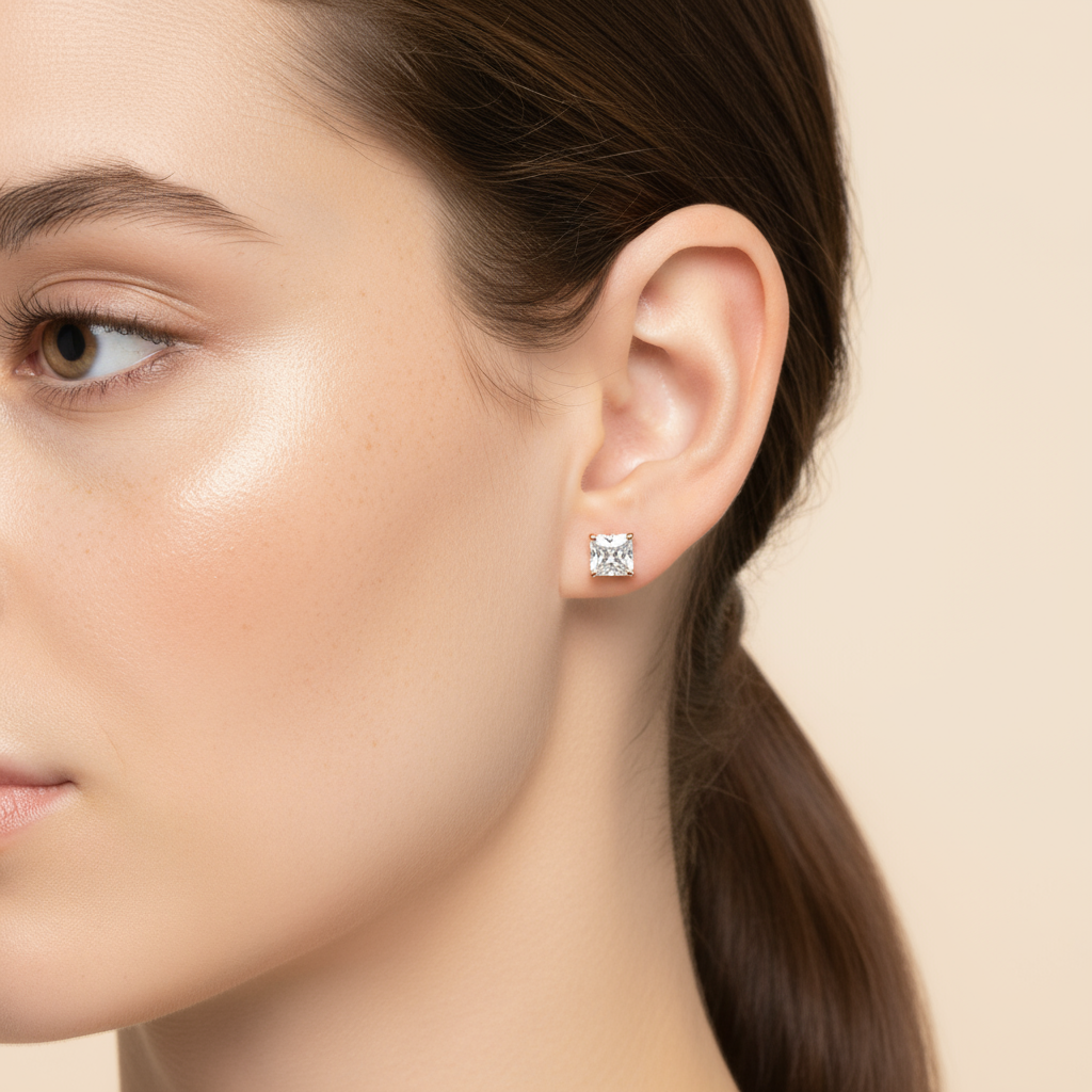 Princess Diamond Solitaire Stud