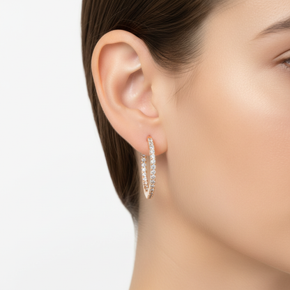 Single Line Diamond Medium Hoop