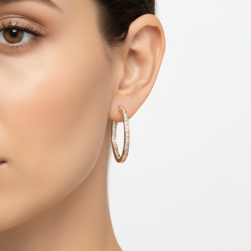 Princess Cut Diamond Hoop