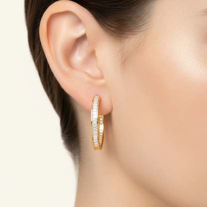 Baguette Diamond Hoops