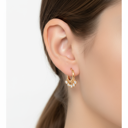 Side Diamond Hanging Huggies