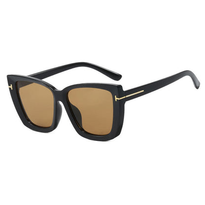 'T' Design Square Frame Oversized Sunglasses