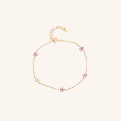 Pink Diamond Flower Bracelet