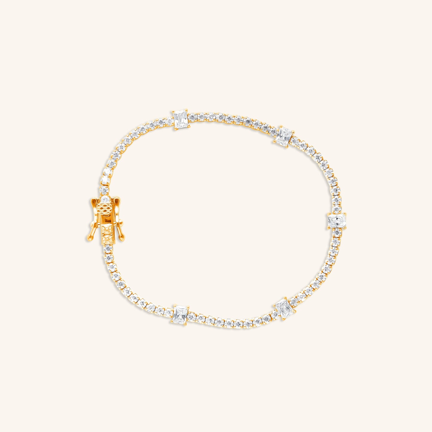 Round Tennis with Emerald cut Diamond