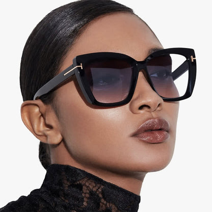 'T' Design Square Frame Oversized Sunglasses